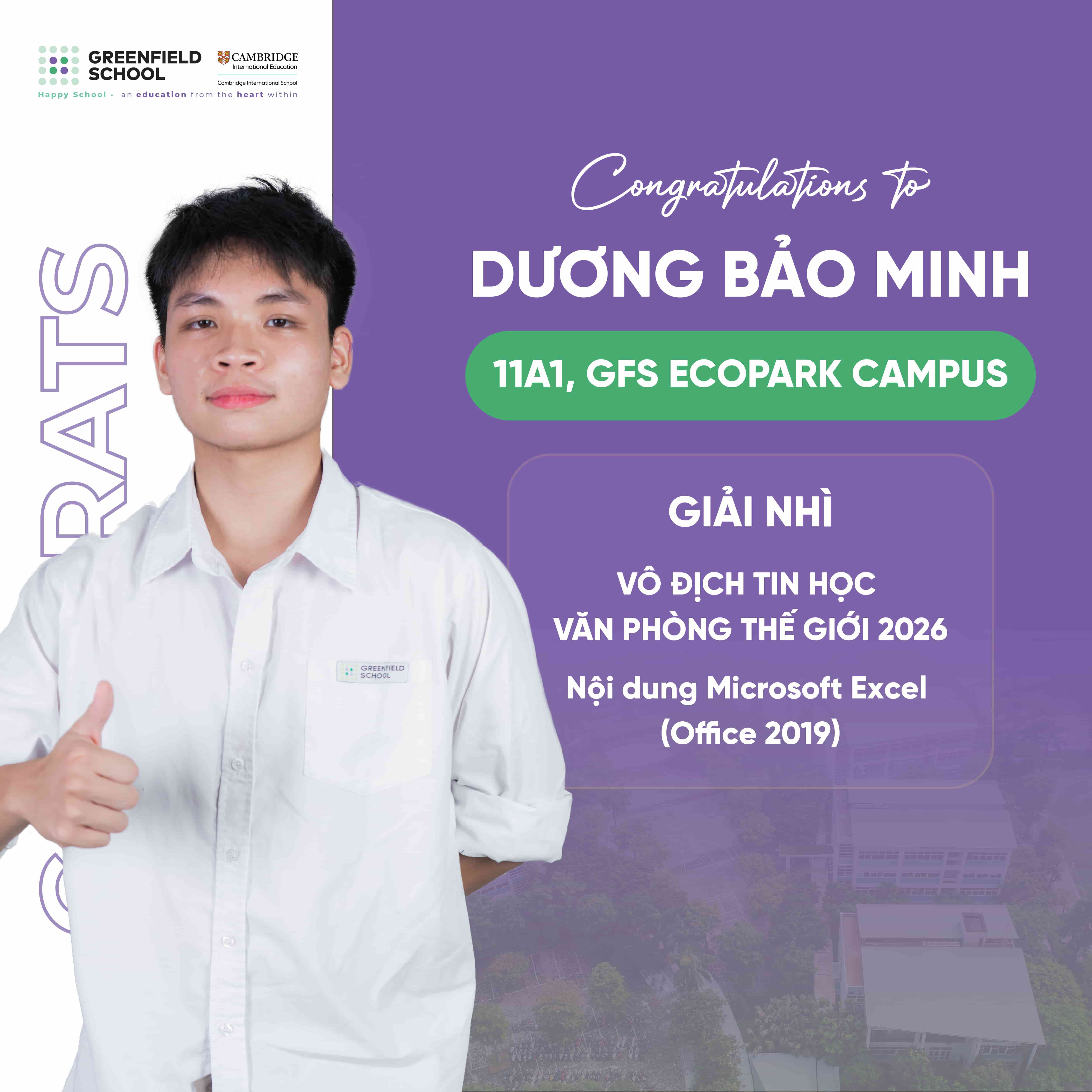 Học sinh Greenfield School tỏa sáng tại Vòng Chung kết Quốc gia Cuộc thi Vô địch Tin học Văn phòng thế giới 2026