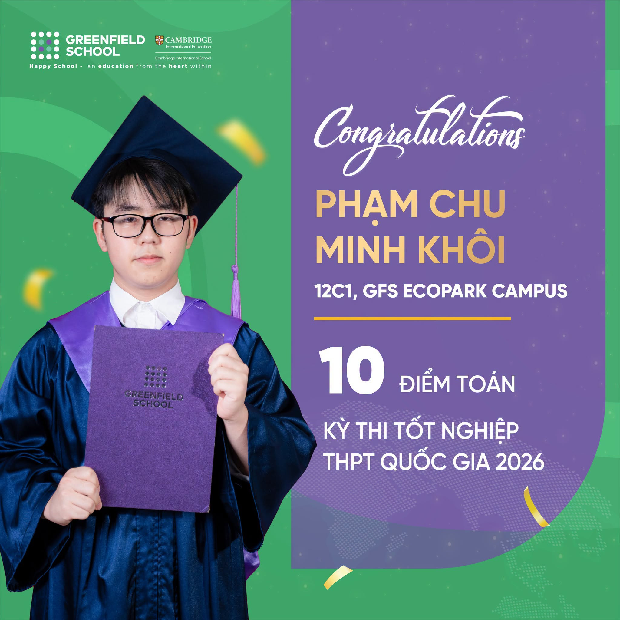 Học sinh Greenfield School Ecopark Campus chinh phục môn Toán tại Kỳ thi THPT Quốc gia 2026 như thế nào?